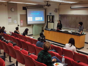 classroom with SCC Chem Club Officers leading meeting